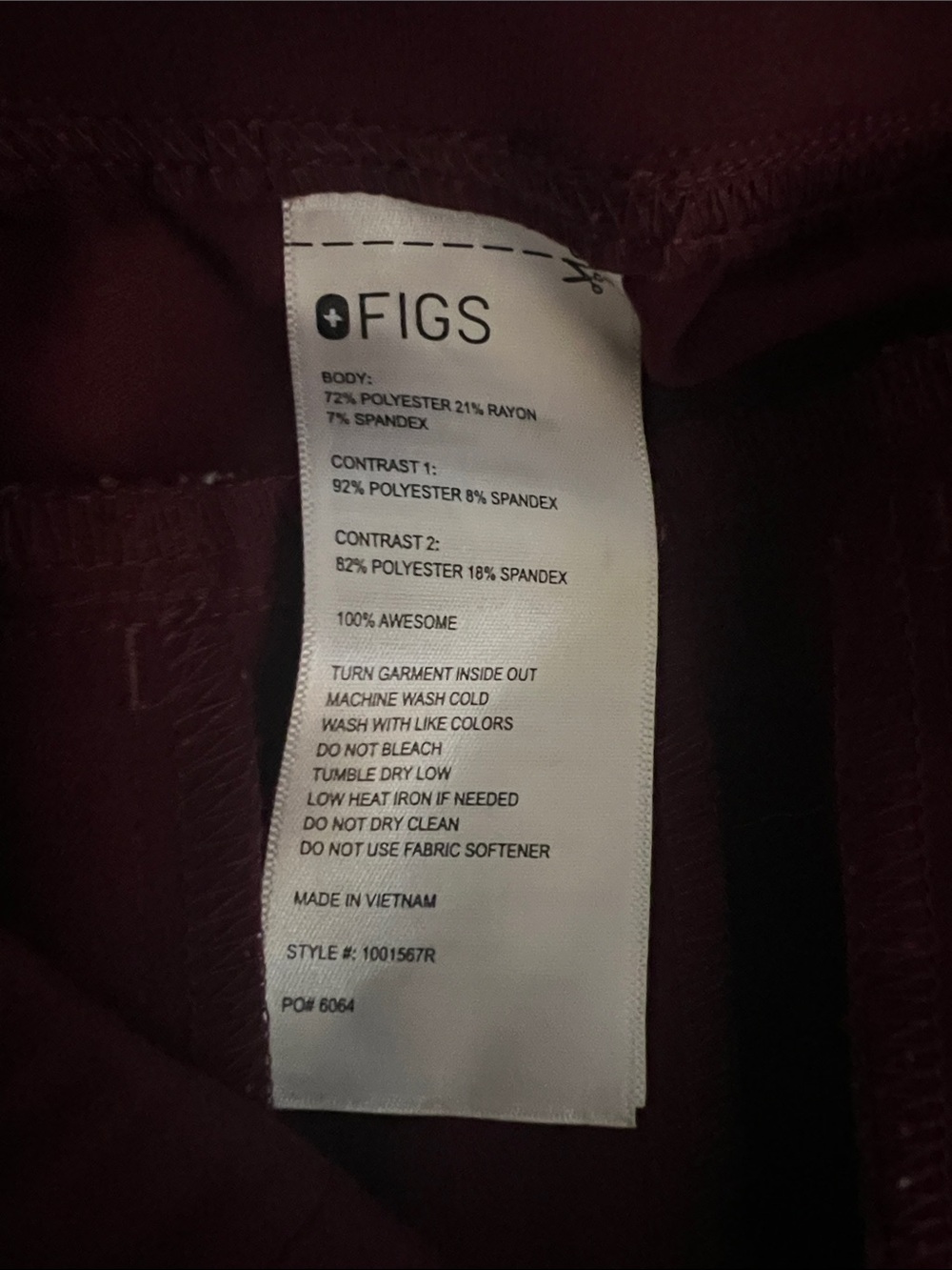 Figs HW Isabella Burgundy Jogger Scrub Pants - Picture 5 of 5